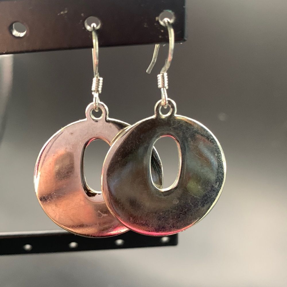 Silver dangle Hoops